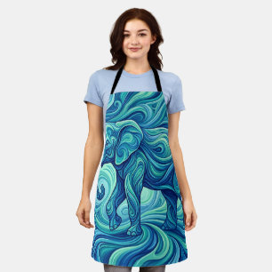 Abstract Elephant Ocean Blue Gradient Apron