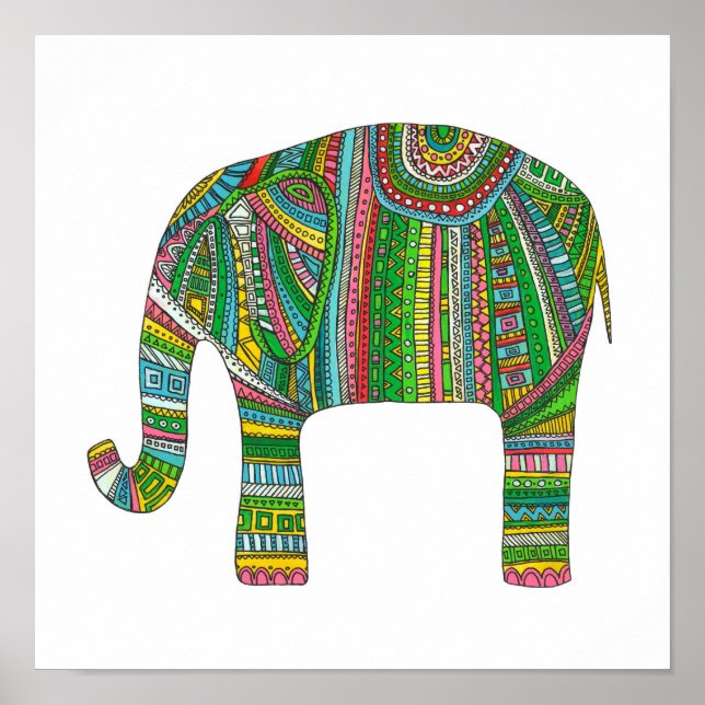 Abstract elephant print. Animal illustration art Poster (Front)
