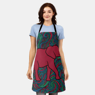 Abstract Elephant Silhouette Jewel Line Apron