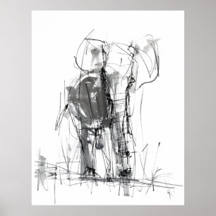 Abstract Elephant Sketch – Expressive Wildlife Art Poster