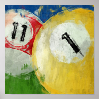 Abstract Eleven and One Ball Billiards Poster