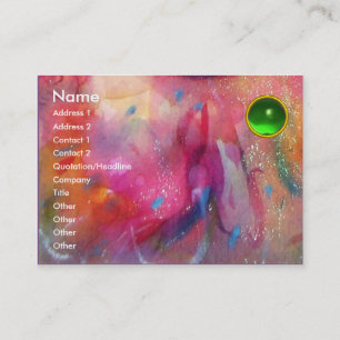 ABSTRACT EMERALD ,bright red pink blue green Business Card