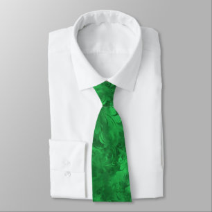 Abstract Emerald Green Feather Pattern Tie