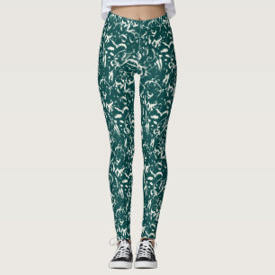 Abstract Emerald Green Leggings