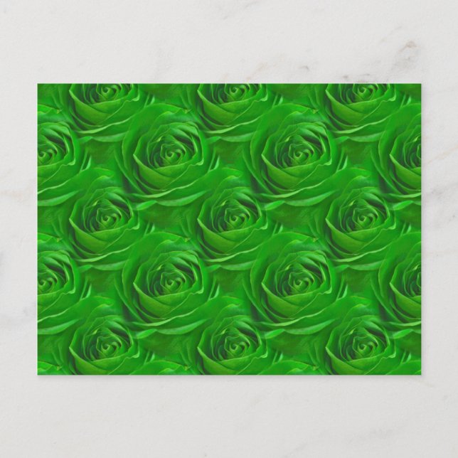 Abstract Emerald Green Rose Wallpaper Pattern Postcard (Front)