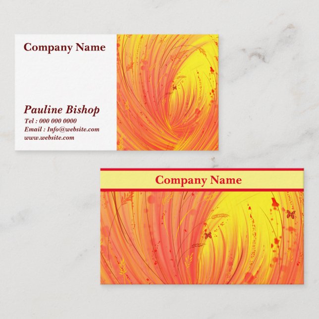 Abstract Enchanted Garden Yellow Orange  Business Card (Front/Back)