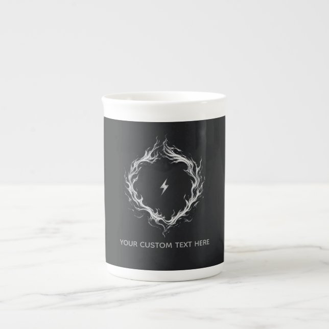 Abstract Energy Circle– Customisable Text Bone China Mug (Front)