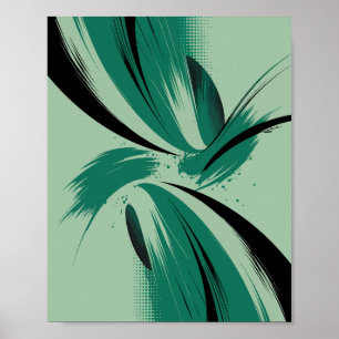 Abstract Energy Motion in Green and Black Poster