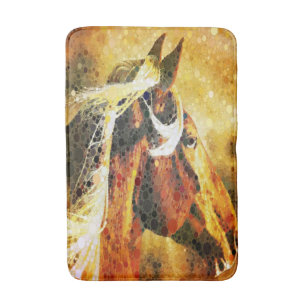 Abstract equestrian western country horse bath mat