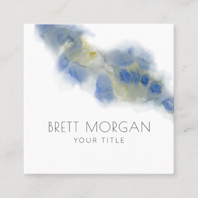 Abstract Ethereal Blue Watercolor  Square Business Card (Front)