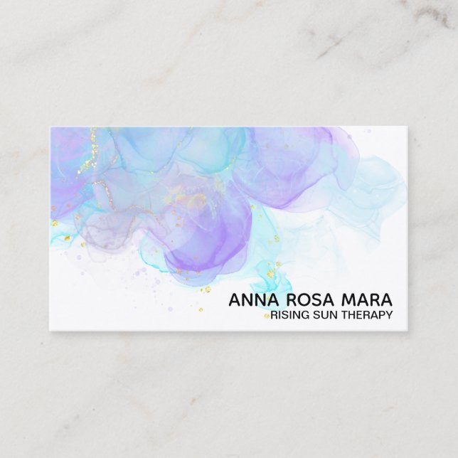 *~* Abstract Ethereal QR Logo AP46 Gold Glitter Business Card (Front)