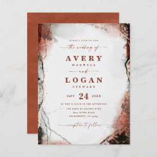 Abstract Ethereal Rust & Hunter Wedding Invitation