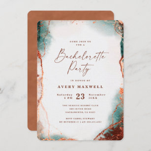 Abstract Ethereal Terra Cotta Bachelorette Party Invitation
