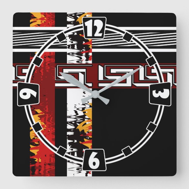Abstract , ethnic, creative square wall clock (Front)