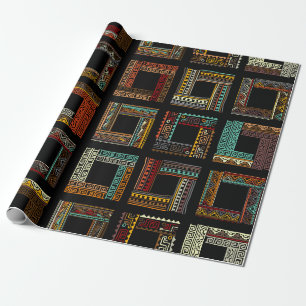 Abstract ethnic frames, seamless pattern wrapping paper