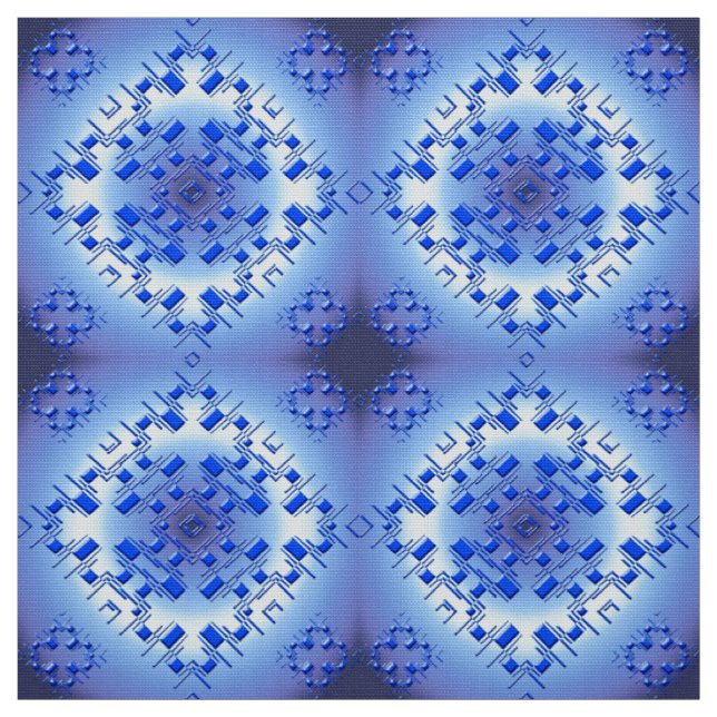 abstract ethnic   geometric  blue pattern. fabric (Swatch)