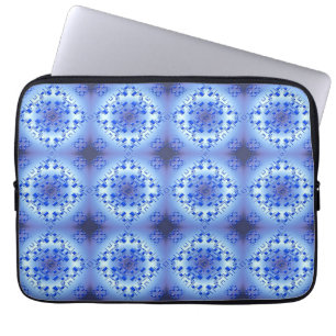Abstract ethnic geometric blue pattern laptop sleeve