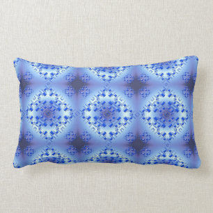 Abstract ethnic geometric blue pattern lumbar cushion