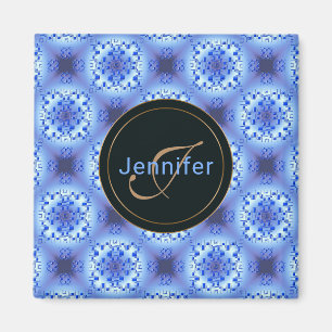 abstract ethnic   geometric  blue pattern. magnet