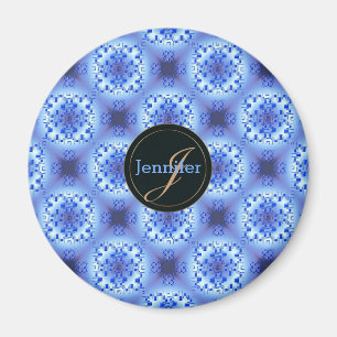 abstract ethnic   geometric  blue pattern. magnet