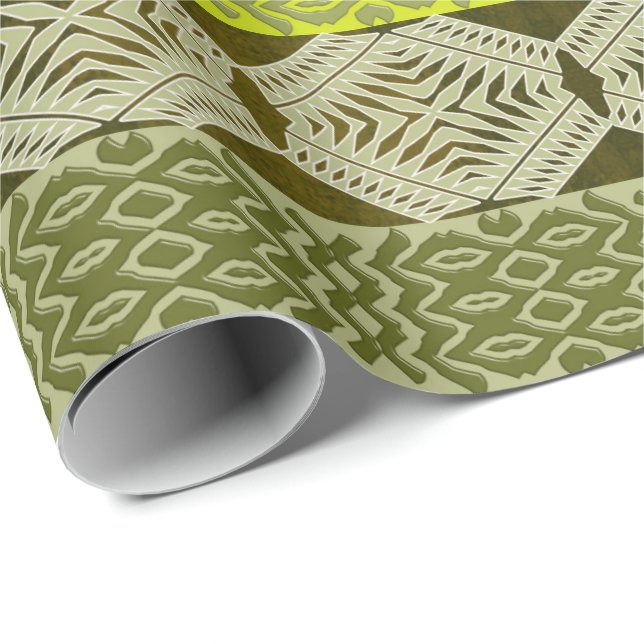 abstract ethnic geometric green striped pattern. wrapping paper (Roll Corner)