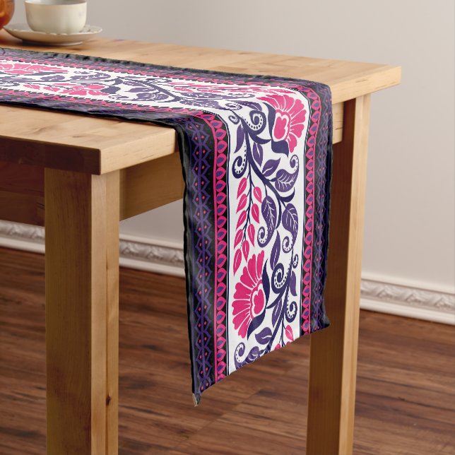 Abstract Ethnic Geometric Native Pattern Short Table Runner (In Situ)