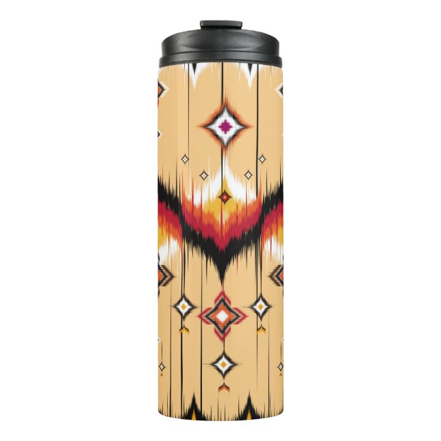 Abstract ethnic geometric pattern background, Ikat Thermal Tumbler (Front)