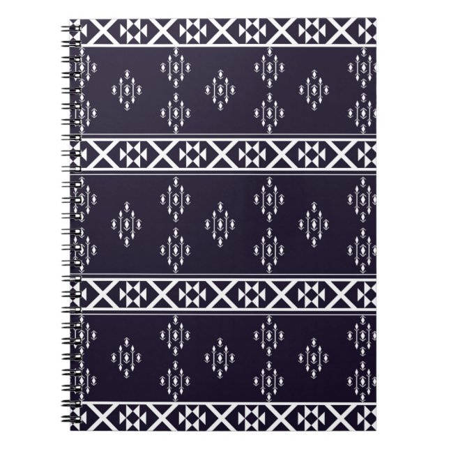 Abstract ethnic geometric pattern design Blue back Notebook (Front)