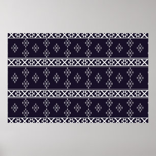 Abstract ethnic geometric pattern design Blue back Poster