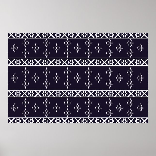 Abstract ethnic geometric pattern design Blue back Poster (Front)