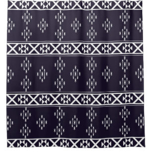 Abstract ethnic geometric pattern design Blue back Shower Curtain