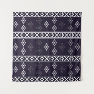 Abstract ethnic geometric pattern design Blue back Tapestry