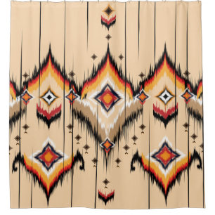 Abstract ethnic geometric pattern design, illustra shower curtain