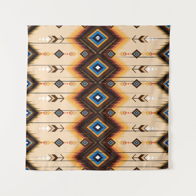 Abstract ethnic geometric pattern design, vintage, tapestry (Front)