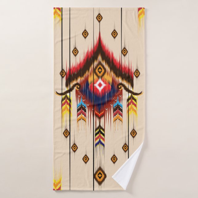 Abstract ethnic geometric pattern, Ikat geometric  Bath Towel (Bath Towel)