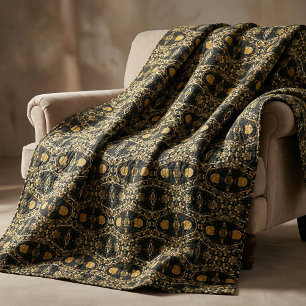 Abstract Ethnic Luxury Arabesque Gold and Black Fabric