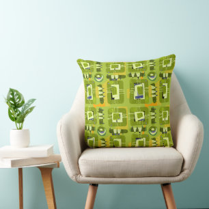 Abstract Ethnic Matrix - Blue Brown Purple Cushion
