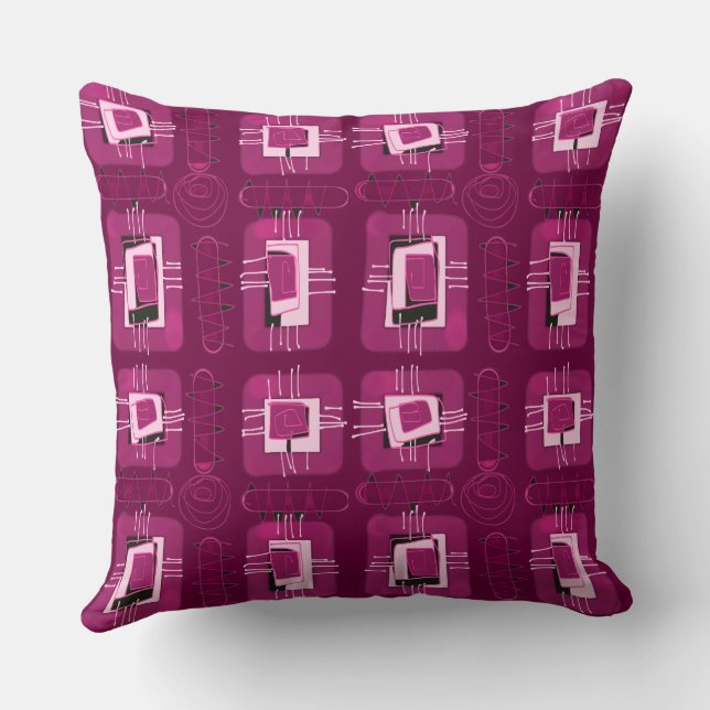 Abstract Ethnic Matrix - Magenta Black Hint Cushion (Back)