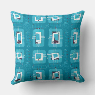 Abstract Ethnic Matrix - Teal Charcoal Hint Cushion
