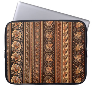 Abstract ethnic stripy ornamental vintage backgrou laptop sleeve