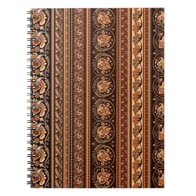 Abstract ethnic stripy ornamental vintage backgrou notebook (Front)