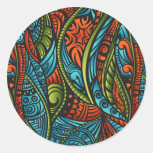 Abstract ethnic wallpaper classic round sticker