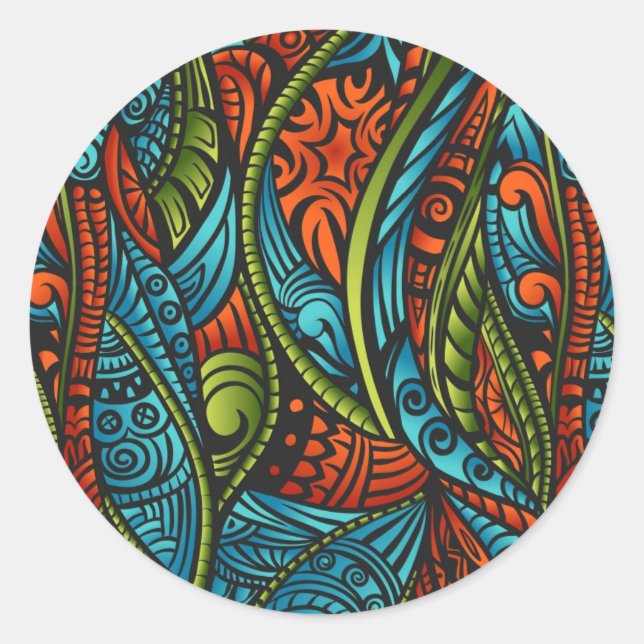 Abstract ethnic wallpaper classic round sticker (Front)