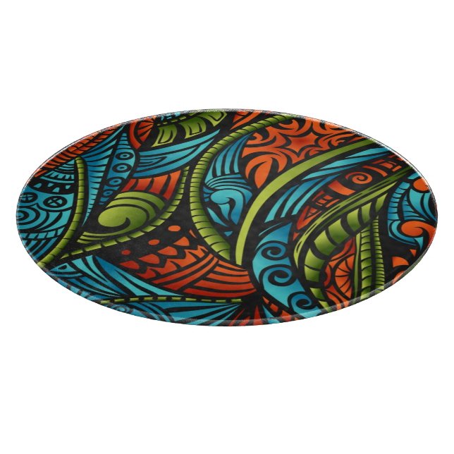 Abstract ethnic wallpaper cutting board (Corner)