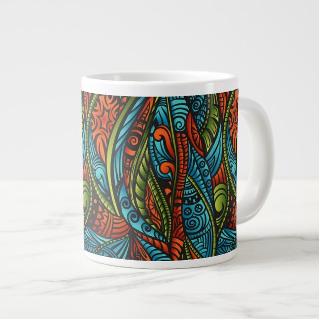 Abstract ethnic wallpaper large coffee mug (Front Right)