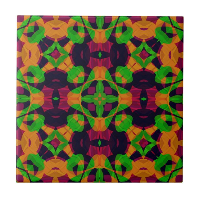 Abstract ethno kaleidoscopic ornamental print mode tile (Front)