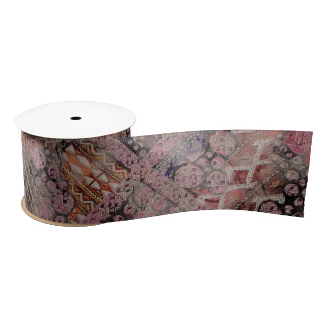 Abstract Ethno Pattern - Folklore Art 1 Satin Ribbon (Spool)
