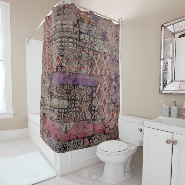 Abstract Ethno Pattern - Folklore Art 1 Shower Curtain (In Situ)