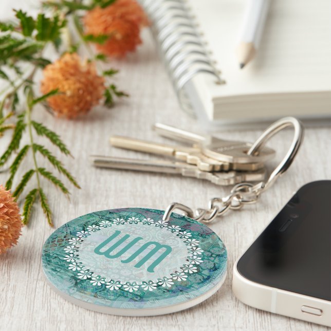 Abstract Ethno Pattern - Folklore Art 2 Key Ring (Front Right)