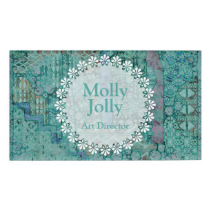 Abstract Ethno Pattern - Folklore Art 2 Name Tag